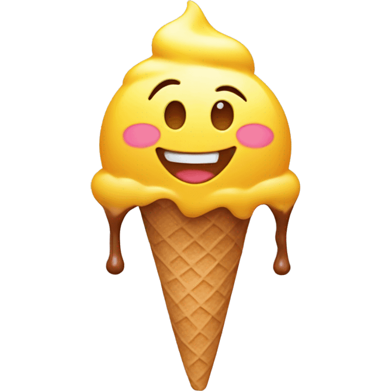 Happy yellow emoji face with icecream emoji