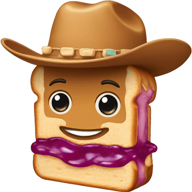 Peanut butter and jelly sandwich wearing a cowboy hat  emoji