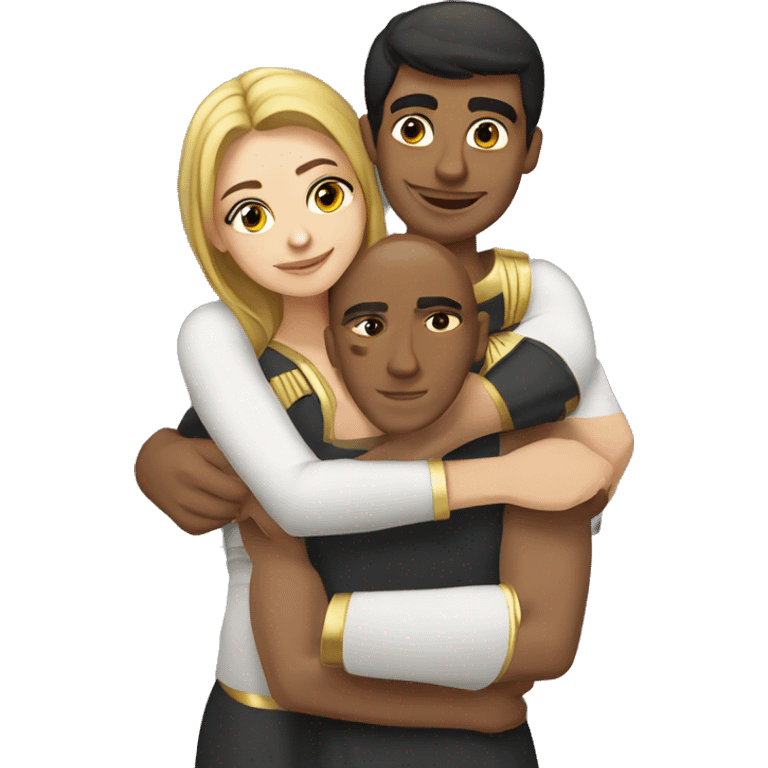 Egyptian young man with Russian young woman hugging  emoji