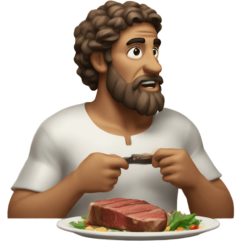 Greek God eating steak emoji