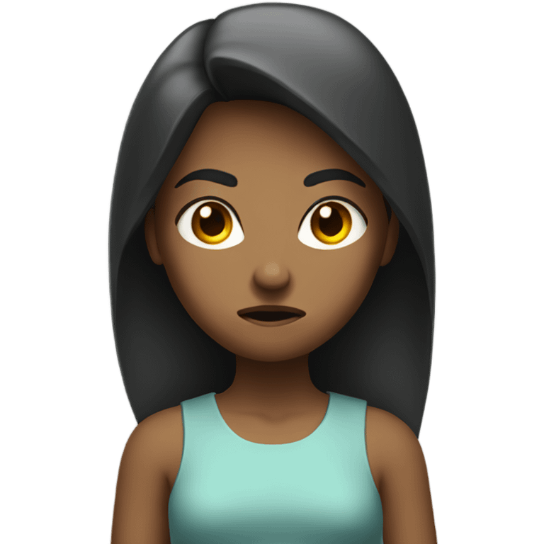 A girl standing with angry face emoji