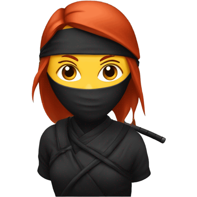 female red haired ninja with face covered emoji