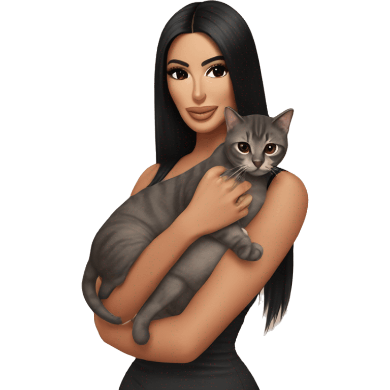 Kim Kardashian holding cat  emoji