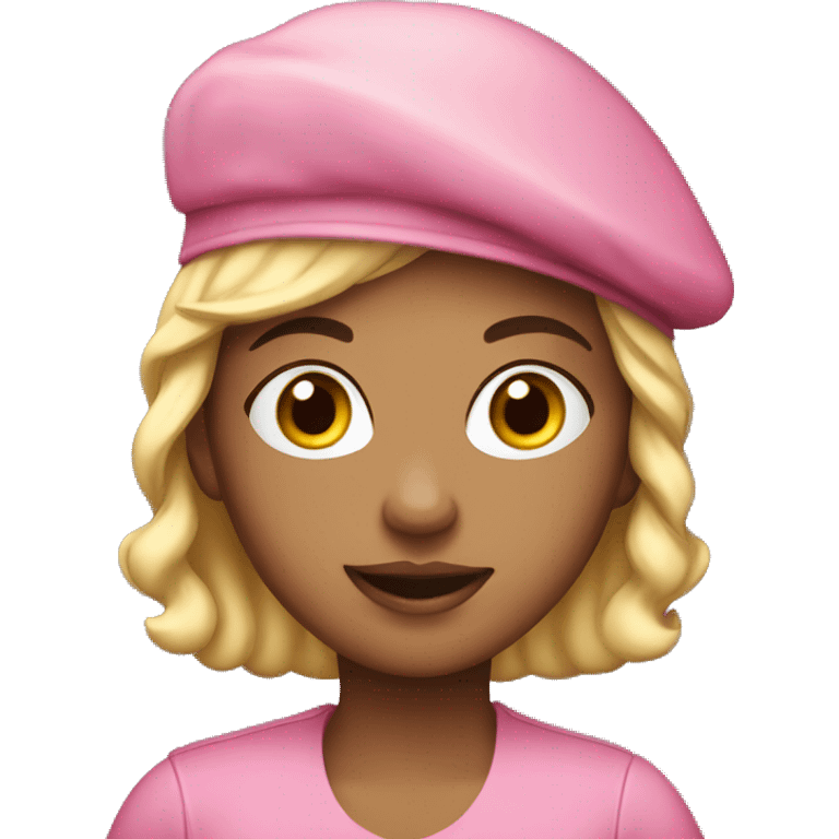 fair race girl artist in a pink beret emoji