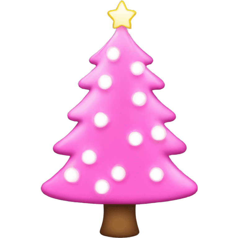 Pink Christmas tree with white lights  emoji