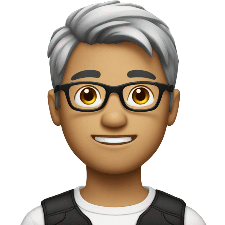 side Side profile boy with silver and black hair speaking wearing glasses. white white skin emoji