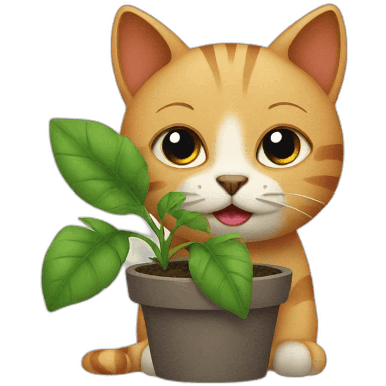 Cat with plant emoji