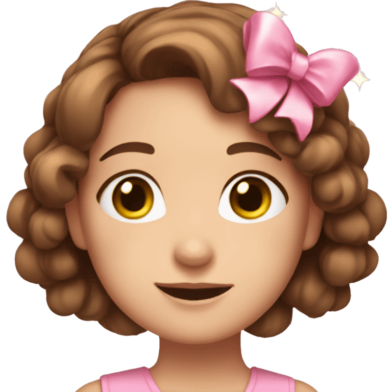 A cute young woman with brown hair and many small pink bows and sparkles around her emoji