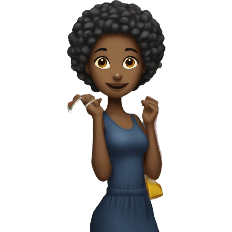 black girl with shopping bags emoji