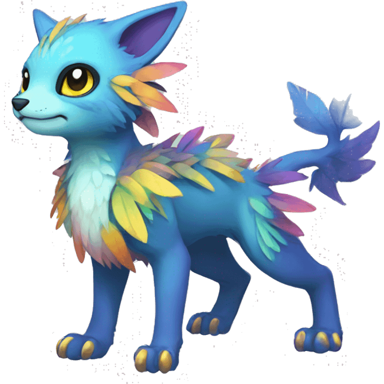 Cute cool colorful fantasy animal hybrid Fakemon full body emoji