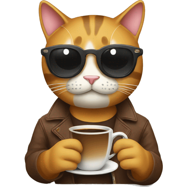 cool cat with coffee emoji