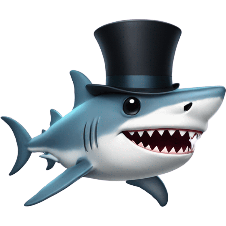 Sad Shark with a top hat emoji