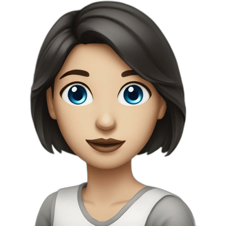 dark haired blue eyed woman painter emoji