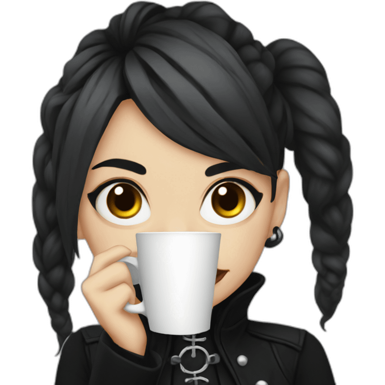 goth girl drinking coffee emoji