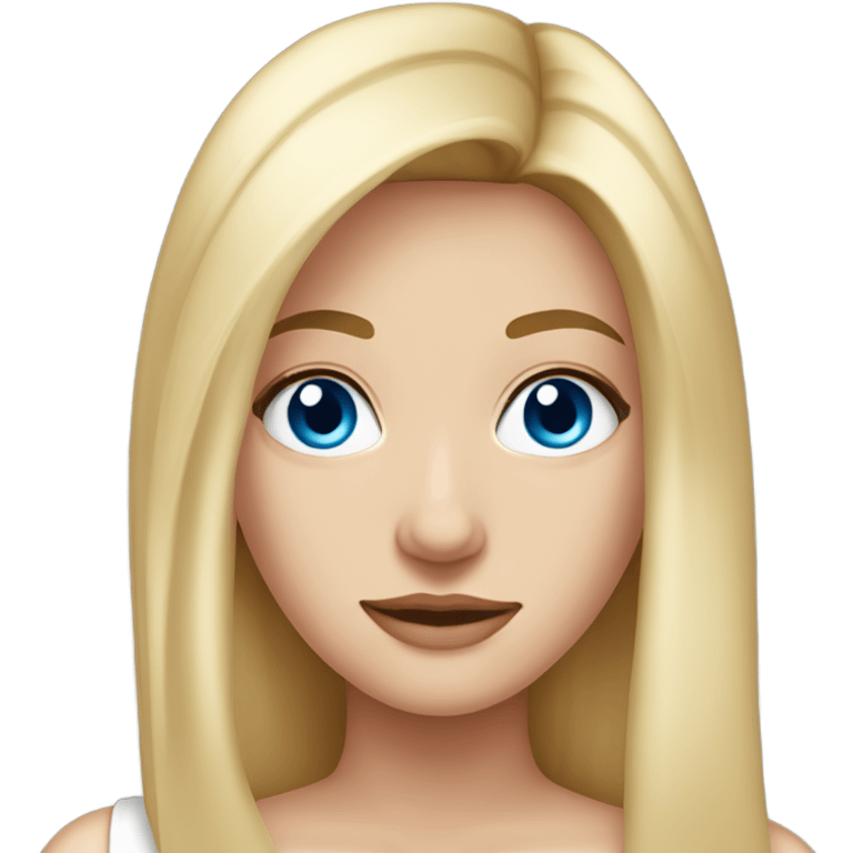 beautiful woman, long straight blonde hair, blue eyes, white tank top  emoji