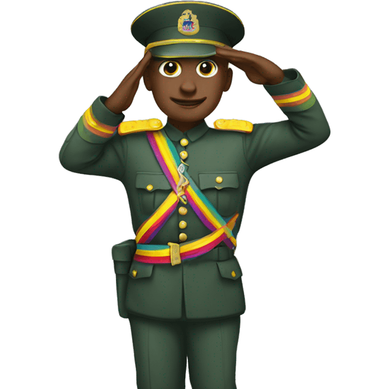 A soldier in a rainbow uniform saluting emoji