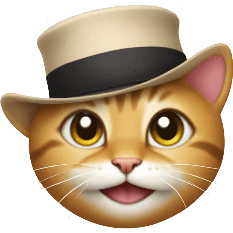 a cat in a hat who's happy emoji