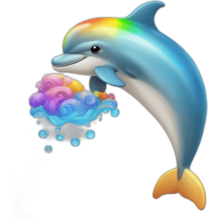 dolphin with rainbow emoji