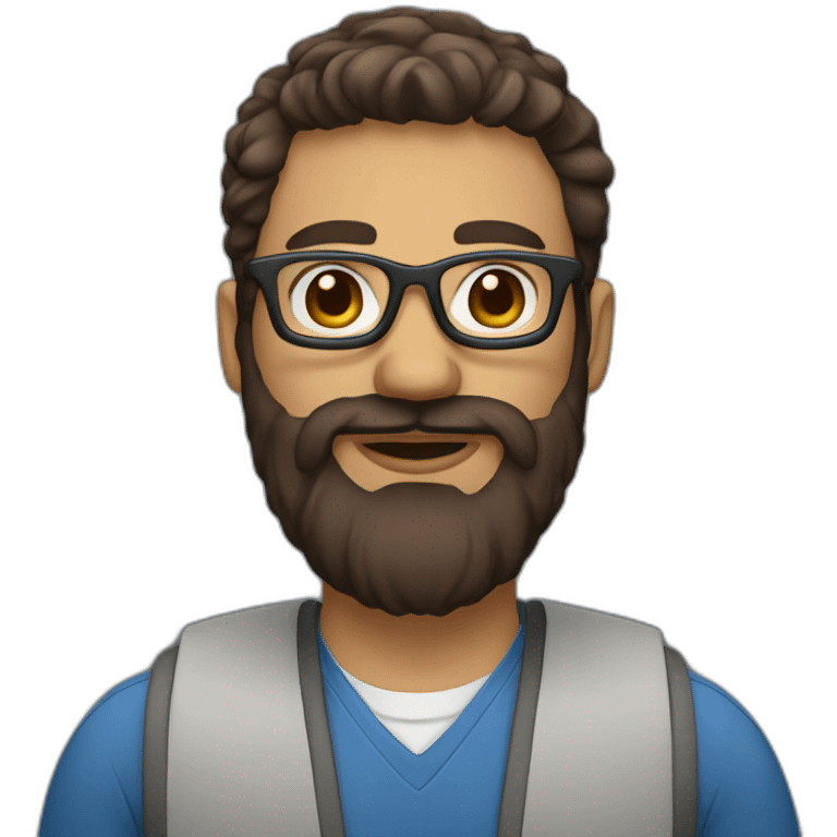 software engineer with brown beard and classes emoji