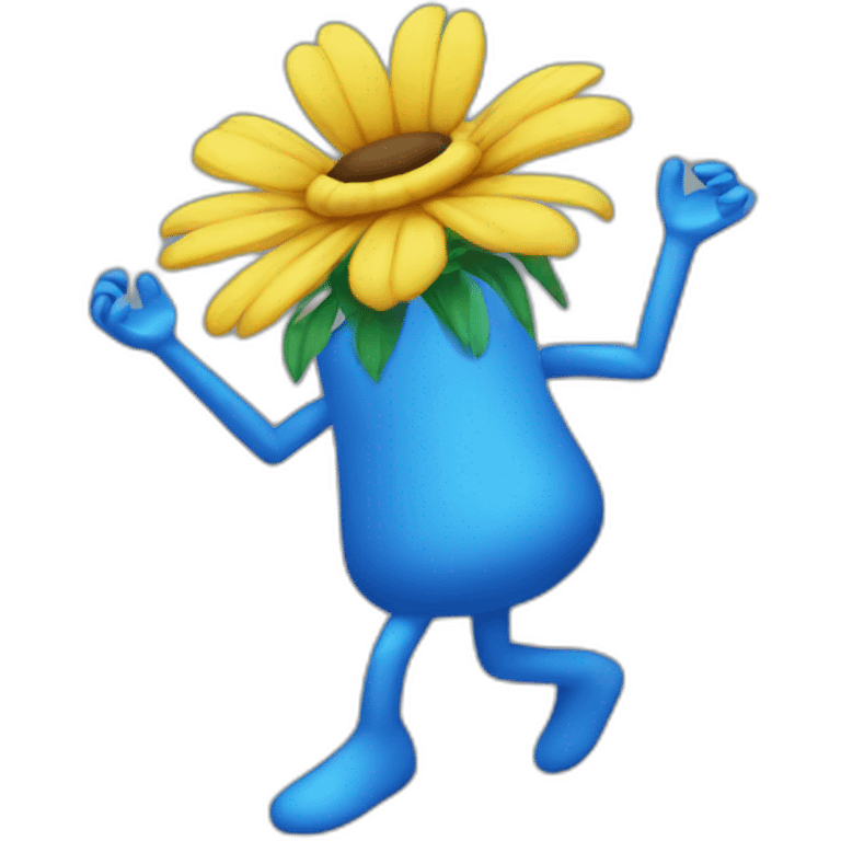 flower head with blue body dancing emoji