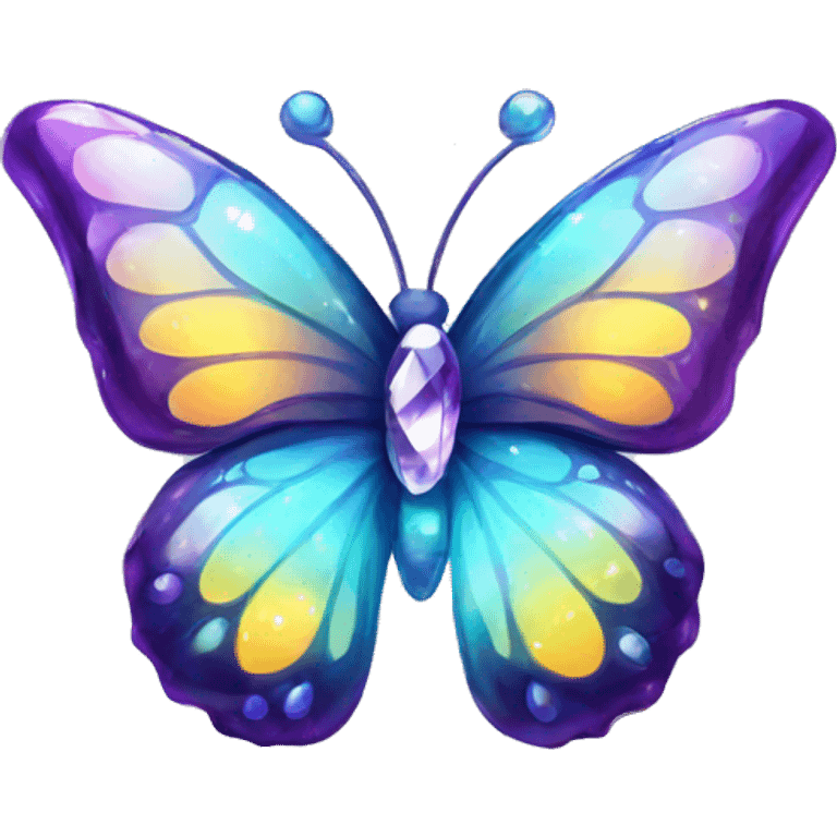 Shiny sparkly glass crystal butterfly emoji