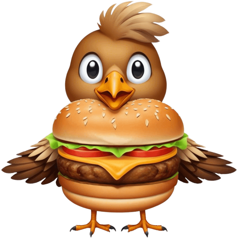 A bird eating a burger emoji