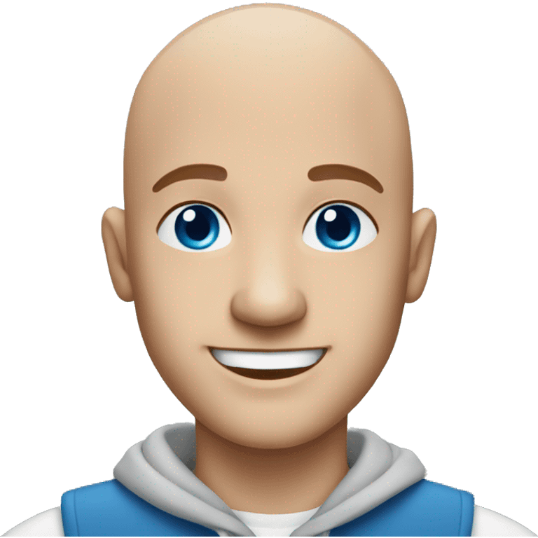 bald man smiling blue eyes  emoji