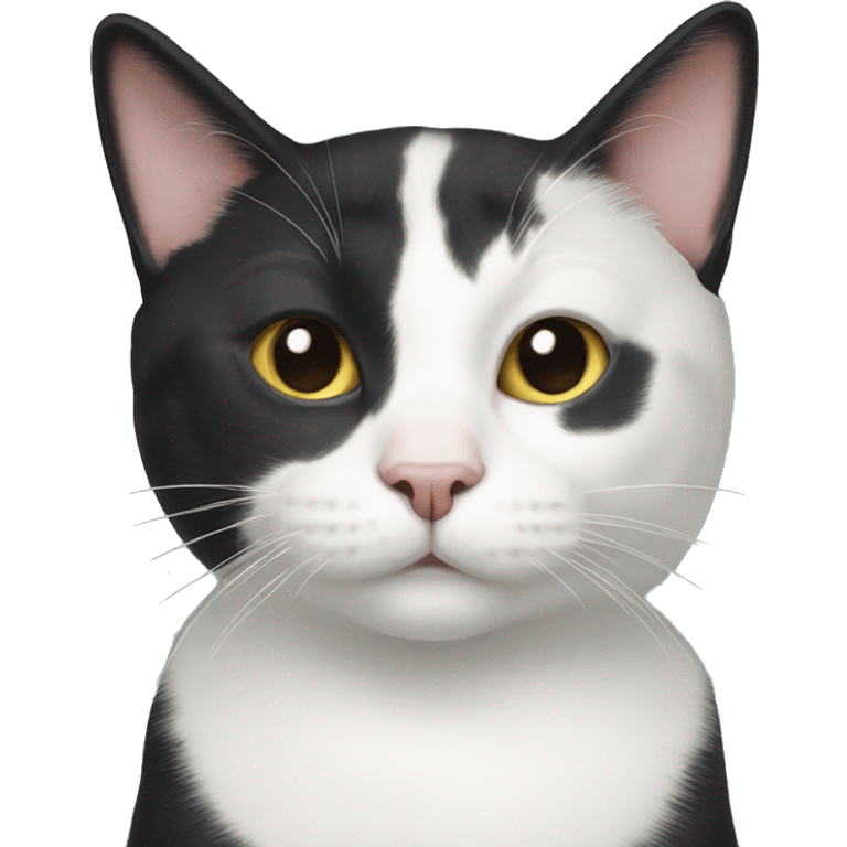 Tuxedo cat with small white spot on head emoji