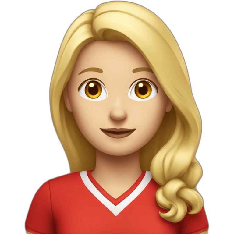 Blonde young teacher with Red sport clothes emoji