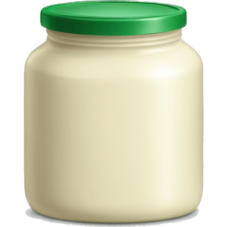 a cream coloured jar with a green lid & green label emoji