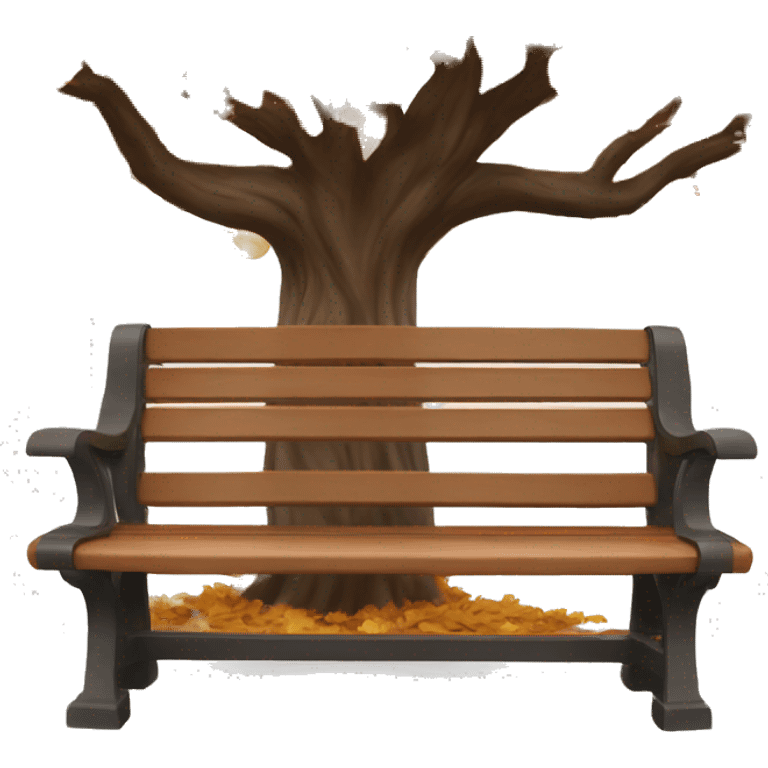 bench under a autumn tree  emoji