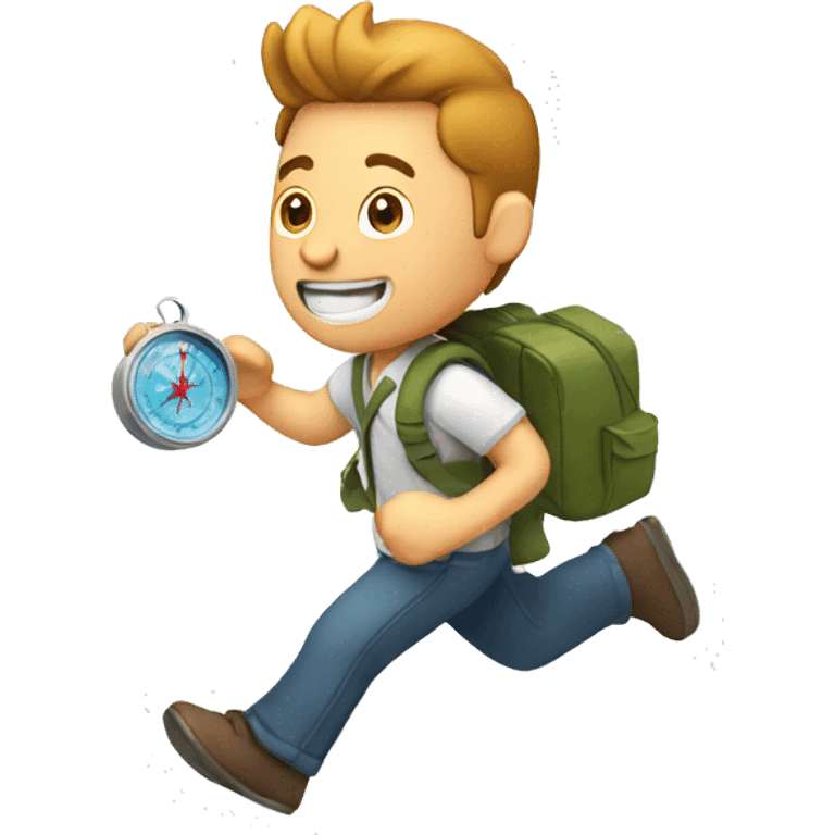 man running and holding a map and compass emoji