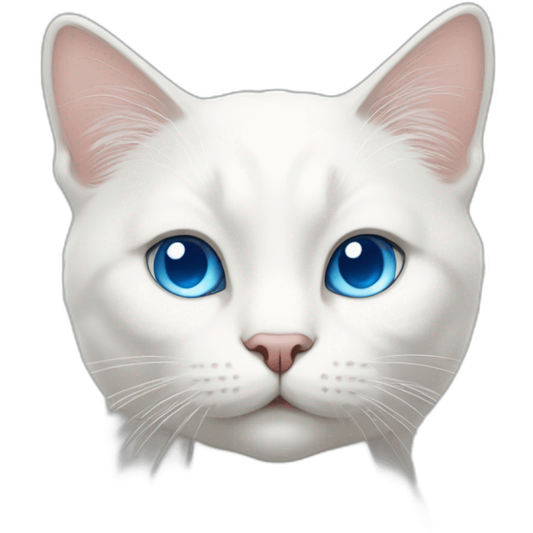 A white cat with blue winking eyes emoji