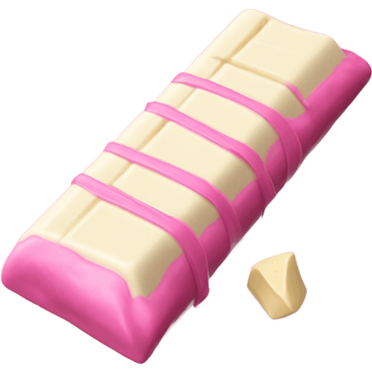 White chocolate bar wrapped half in pink wrapping emoji