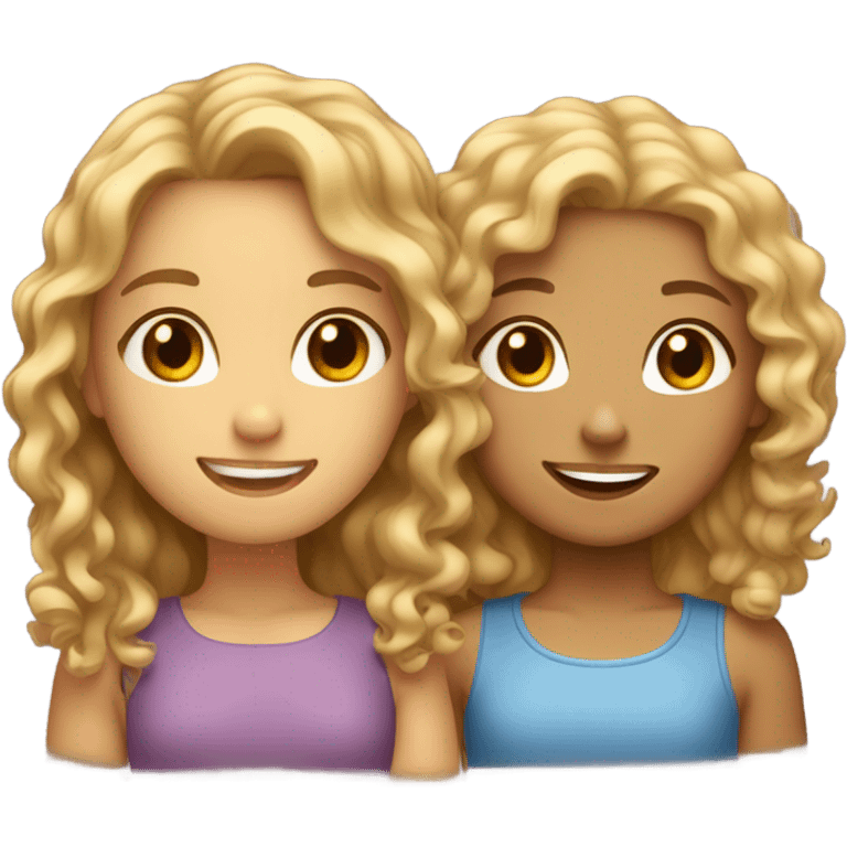  Two girls cuddling one light skin one curly both Carly hair  emoji