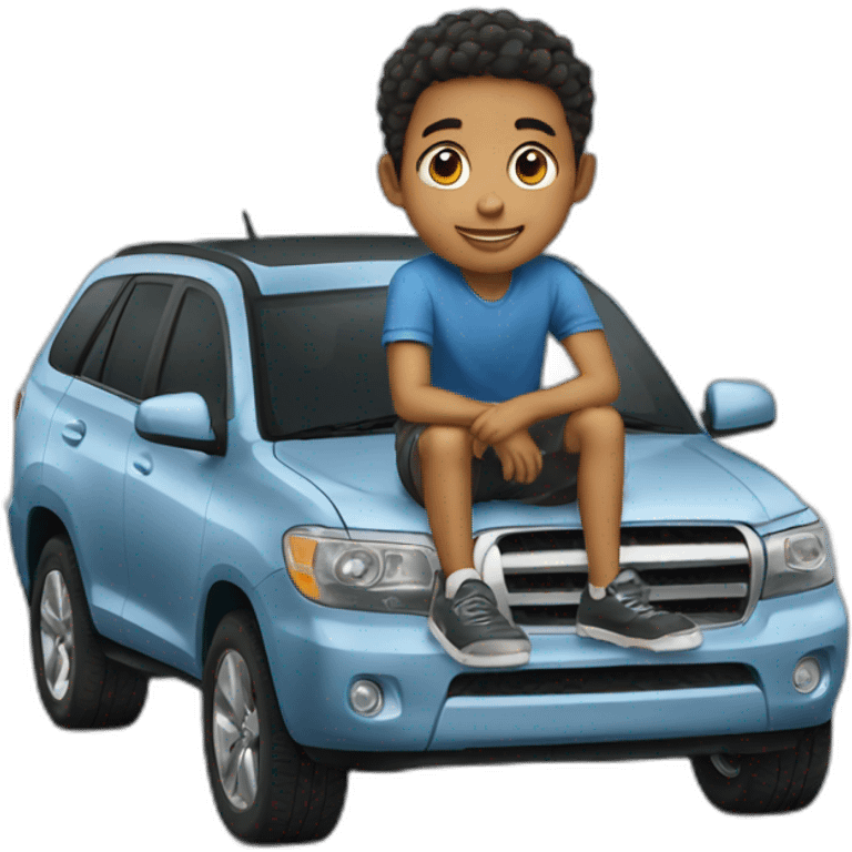 A boy on the car emoji