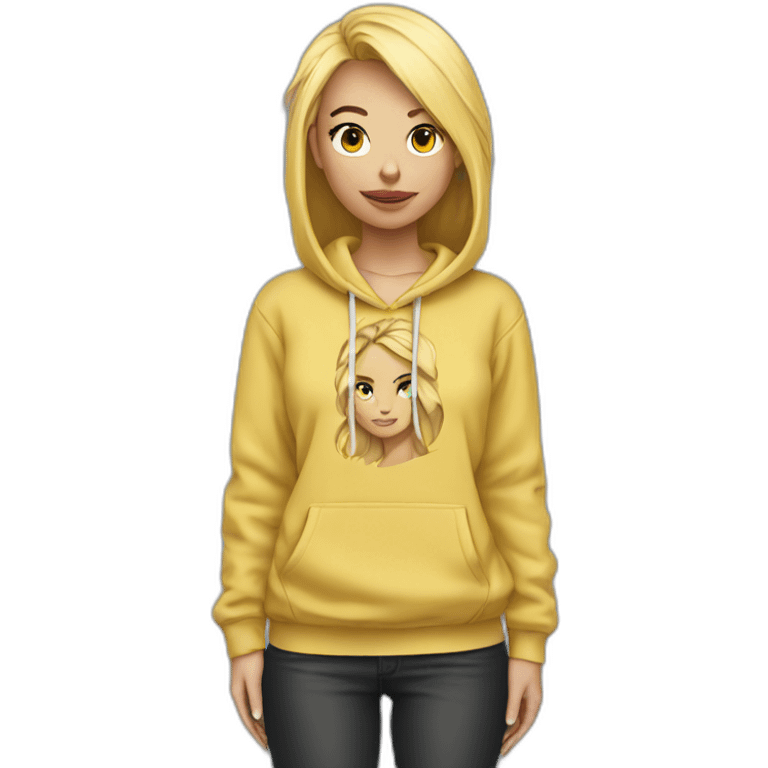 Blonde girl hoodie tied around her waist emoji