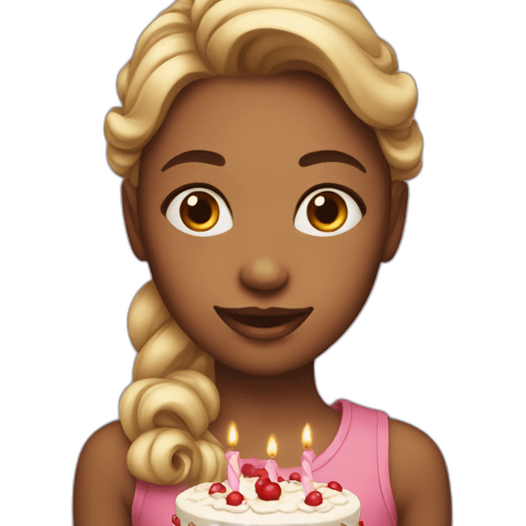 Girl with cake emoji