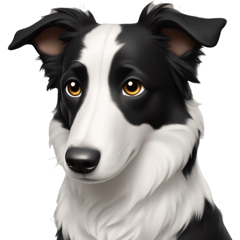 black short hair border collie with white neck and black nose floppy ears emoji