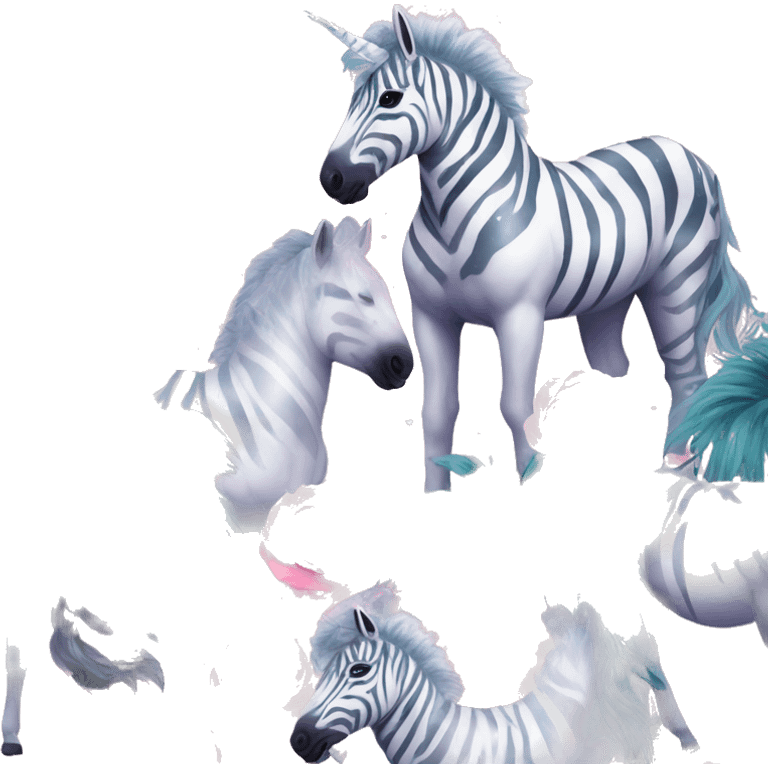 Zebra sparkling nebula unicorn Pegasus collage roses flowers palm trees tropical  emoji