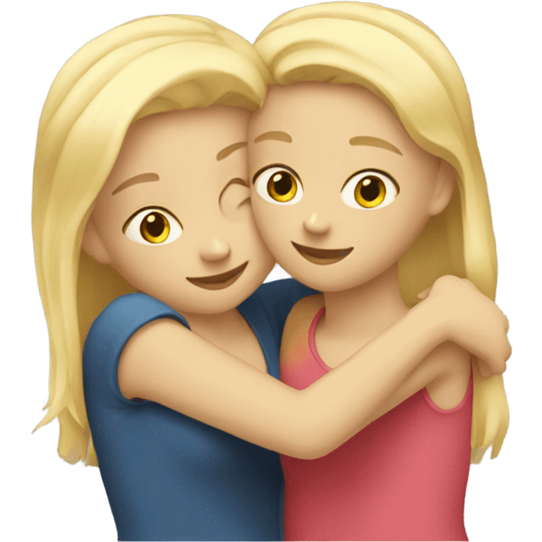 Two blond Girls hugging  emoji