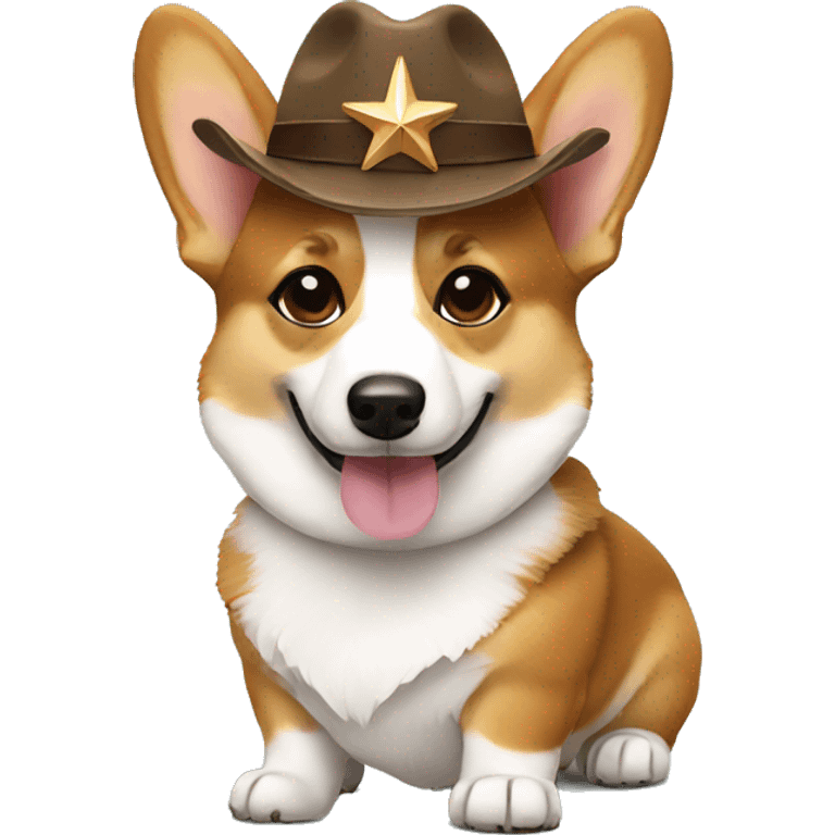 Corgi wearing shades and a brown fitted hat with a star on it emoji