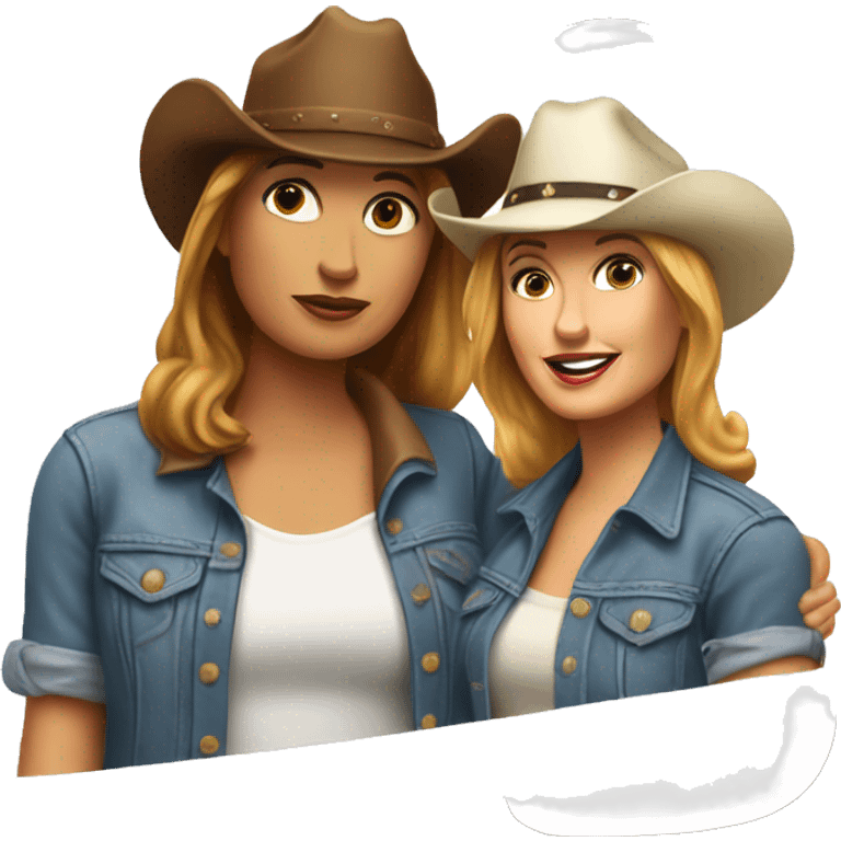 thelma & louise wearing trucker hat and cowboy hat emoji