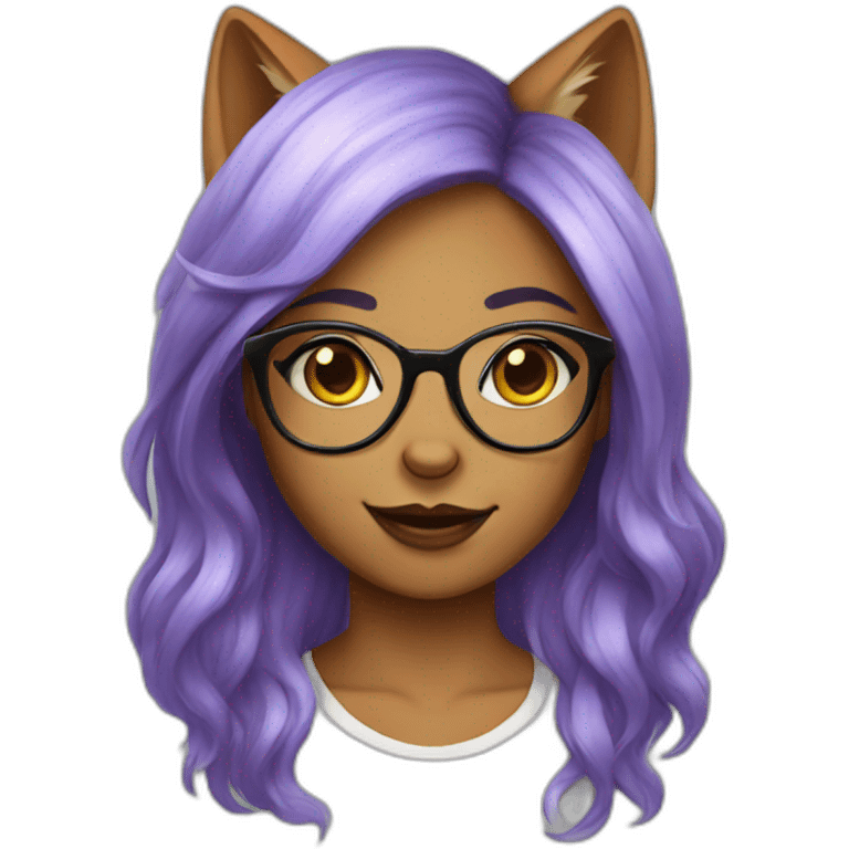 Transgender fox girl with round glasses emoji