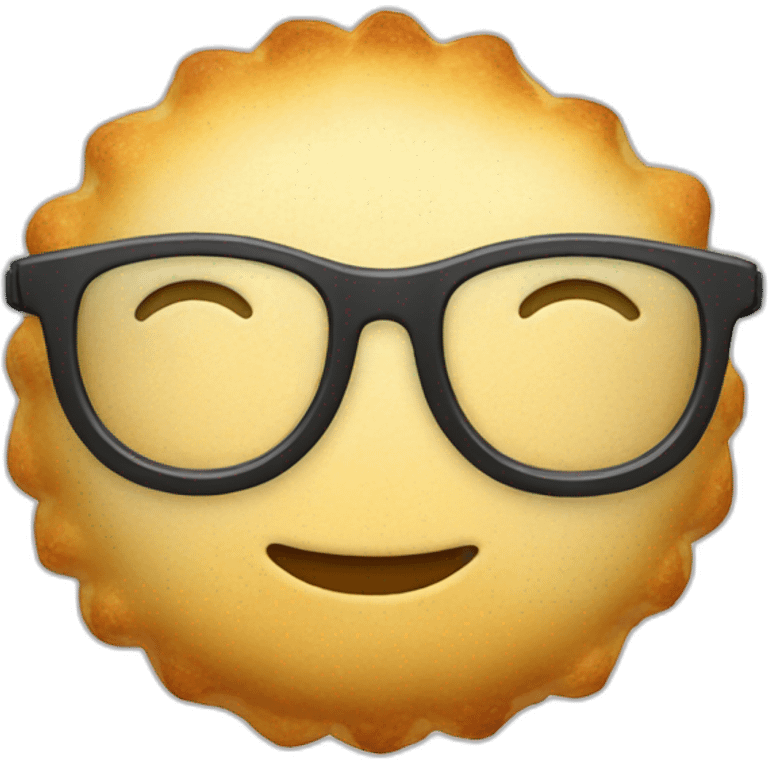 face empanada with glasses emoji