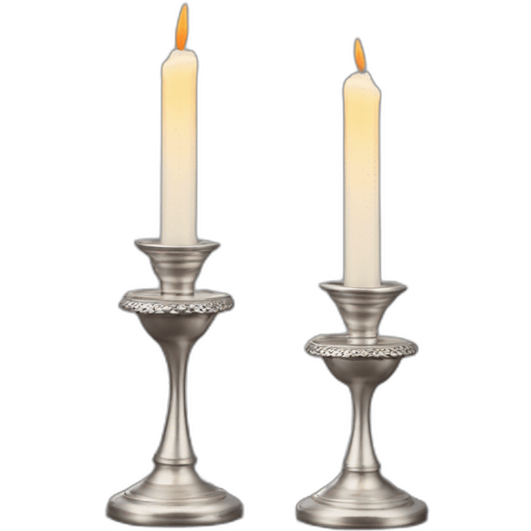 2 large and one small shabbat candles in silver candlesticks  emoji