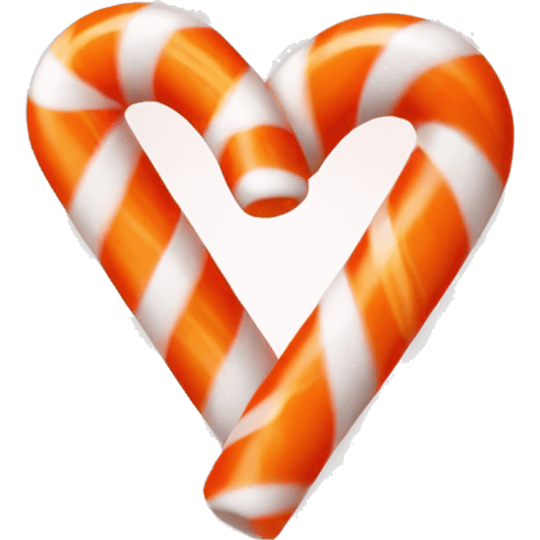 Orange candy canes that makes a heart ￼ emoji