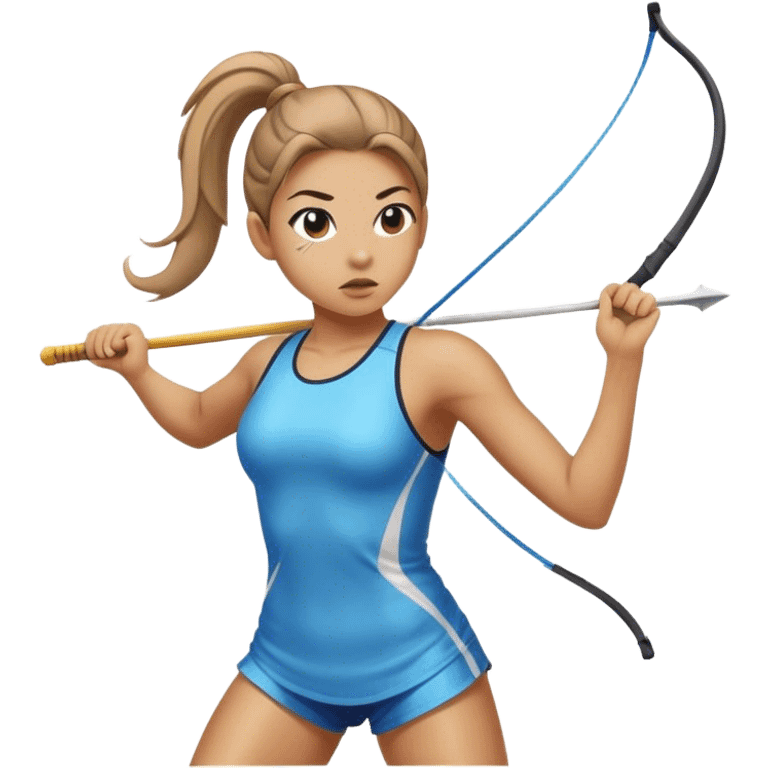 Girl with ponytail throwing javelin emoji