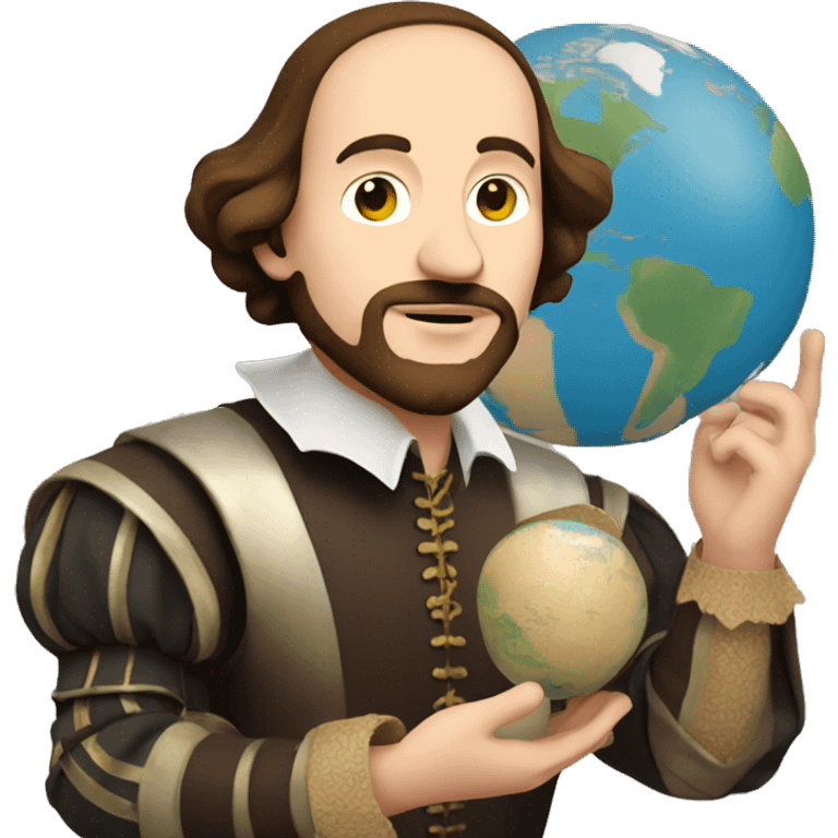 Shakespeare holds a globe in his hands emoji