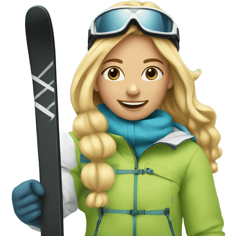 Blonde girl skiing emoji